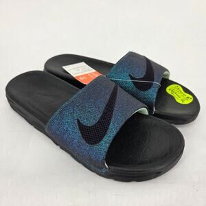 NEW Nike Benassi Solarsoft Sld2 WC QS Teal Black Holo Slide Sandals Women's 10